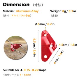Triwonder Aluminium Alloy, Guyline Tent Rope Tensioner, Tent Accessories, Cord Adjuster, Tent Tensioner, Rope Adjuster, Rope Tensioner for Tent, Hiking, Camping., red