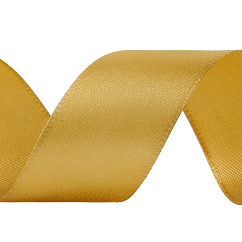 Showin Double Face Gold Polyester Satin Ribbon,1” x Continuous 25