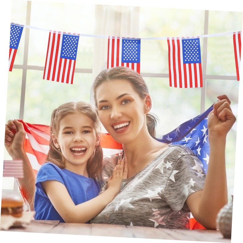 WHAMVOX 1 String American Flag Bunting Decoration Sturdy Independence Day
