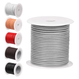 Glarks 11 Yards x 2mm Round Leather String Cord, Soft and Smooth Jewelry Leather Rope for Necklaces Bracelets Making, Wrapping, Beading Craft and Shoelaces Replacement (Light Gray)