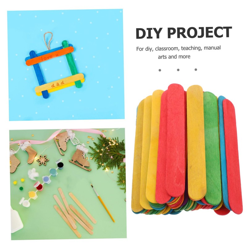 DOITOOL 50pcs Jumbo Popsicle Sticks for Crafts Colorful Crafting Sticks