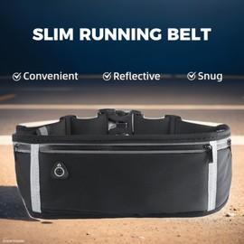 Slim Running Belt, Workout Fanny Pack for Men Women,Exercise Waist Pack for Phone Holder, Runner Belt for Running Walking Cycling Camping Gym (Black)
