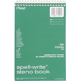 Spell-Write Steno Book, Gregg Rule, 6 x 9, Green, 80 Sheets/Pad