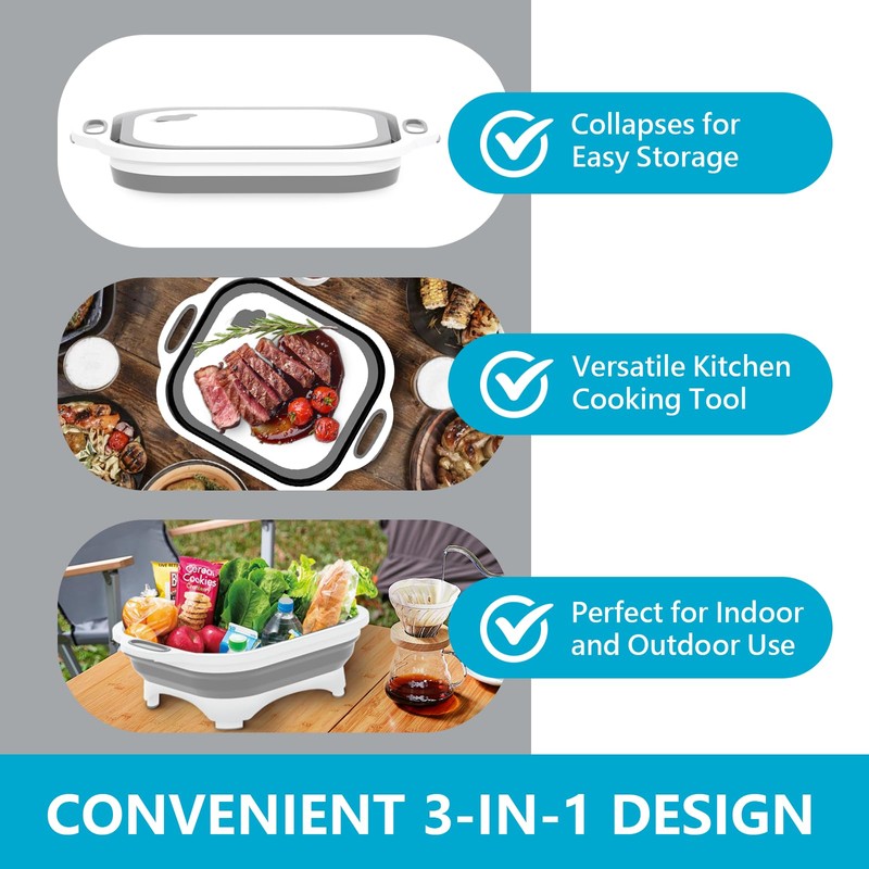 Collapsible Cutting Board,HI NINGER Camping cutting board with knife,Multifunctional Kitchen