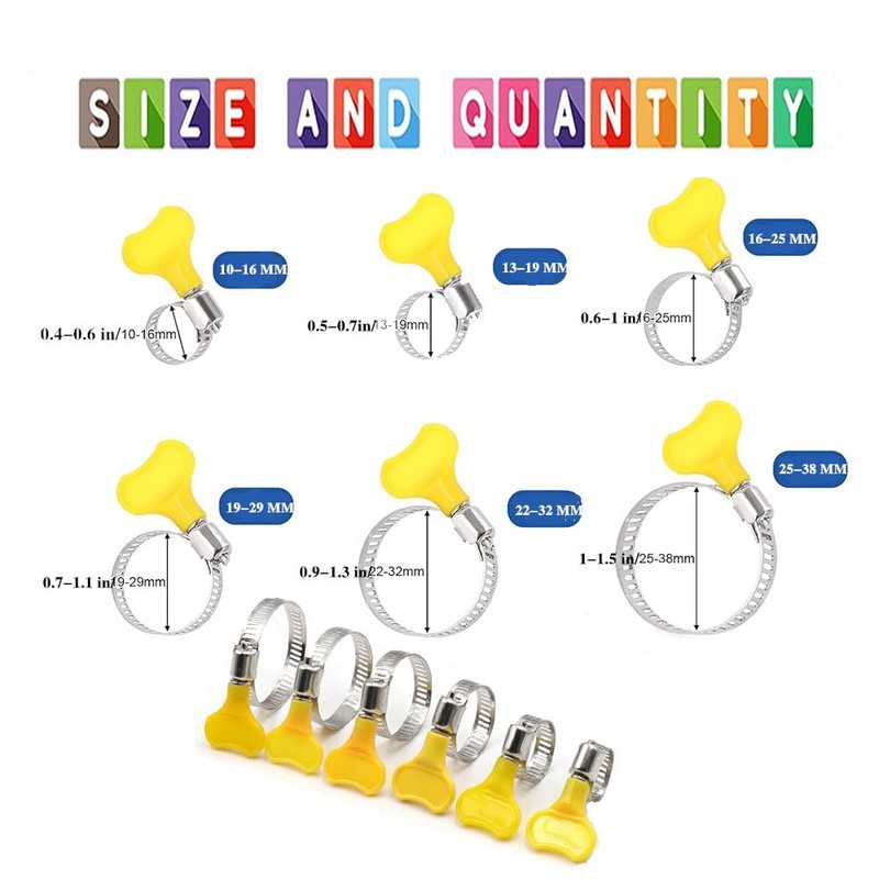 Stainless Steel Adjustable Worm Drive Hose Clamps - 6 Sizes