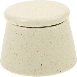 Vaso Dappen Beige con Tapa de Cerámica para Uñas para Manicura Mezcla de Polvo Acrílico y Glitter, Uso en Nail Art Kit, Diseño Delicado para Técnica Profesional