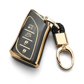 UTFT-17 For LEXUS Key fob Cover,Soft TPU Full Protection Cover,gold Keychains,for LEXUS RX Is ES GS LS NX RS GX LX RC LC Smart Key Black