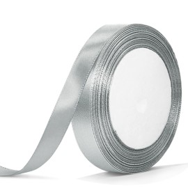Bealif 25 Yards 15mm Silver Satin Ribbon, 22m Silver Grey Ribbon Fabric Polyester Ribbon for Gift Wrapping, Crafting, Hair Bows, Sewing Project, Bridal Bouquet, Wedding Baby Shower Decoration