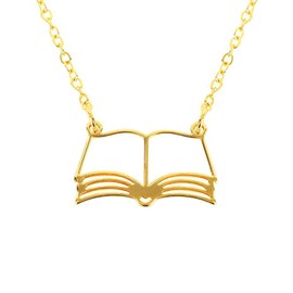 Dtexhif Teacher Necklace for Women Dainty 18K Gold Charm Necklace Open Book Pendant Necklace Book Lovers Gifts Teacher Appreciation Gifts Book Choker Necklace for Teacher Jewelry Accessories, Medium,