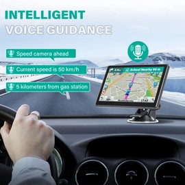 GPS Navigator for Car Truck RV, 7 Inch GPS Navigation System, 2025 Map with Voice Guidance, Speed Alert, Red Light Warning, Custom Truck Routing, Free Lifetime Updates, Real-Time Directions