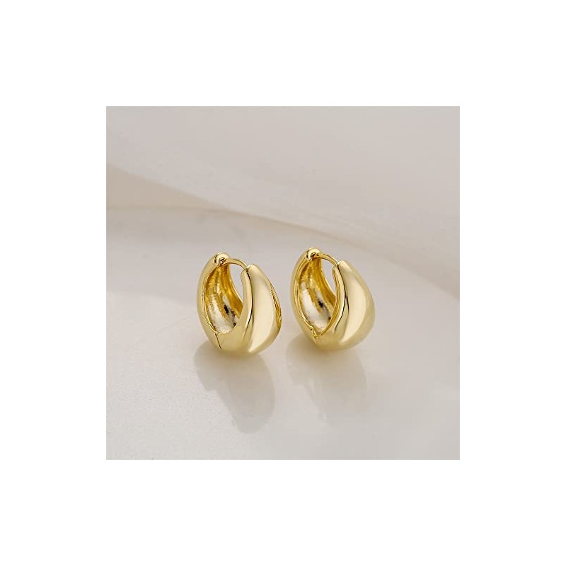 Chunky Thick small Gold Hoop Earrings for Women Girls -