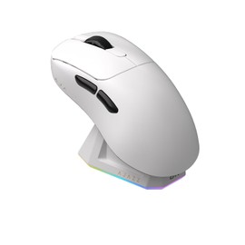 AJ179PRO PAW3395 26000 DPI Gaming Mouse, 8000Hz Polling Rate, 58g Ultra-Light, Tri-Mode (2.4G/Wired/Bluetooth 5.2), Magnetic RGB Charging Dock, Ergonomic Right-Hand Design, White