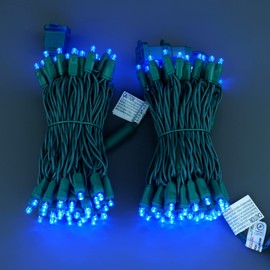 YULETIME Blue One-Piece 5MM LED Christmas Lights, Total 48 Feet 140 Count 2 Strands 24ft 70ct Waterproof Wide Angle String Light (Blue)