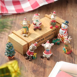 4pcs Christmas Decorations Set, Mini Christmas Ornaments Decorative Figurine Resin Kit with Santa Claus, Sheep, Money, Squirrel for Advent Calendar, Christmas Decorations, Table Decor