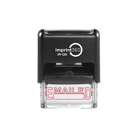 Imprint 360 AS-IMP1007 - EMAILED w/Signature Box, Heavy Duty Commerical Quality Self-Inking Rubber Stamp, Red Ink, 9/16" x 1-1/2" Impression Size, Laser Engraved for Clean, Precise Imprints