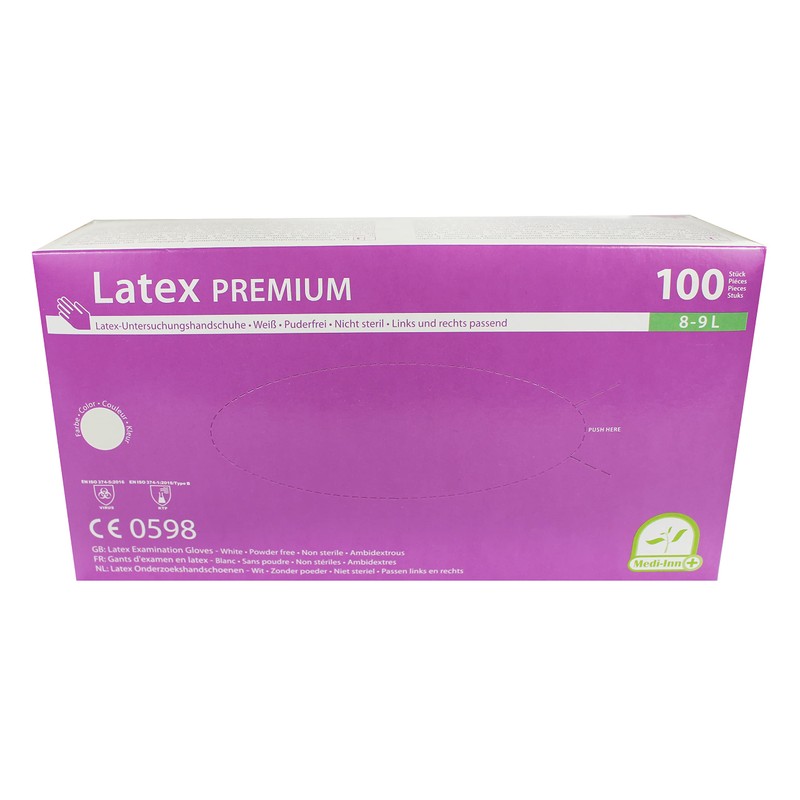 Medi-Inn 04602027 Single Use Disposable Latex Premium Powder-free 100 Gloves