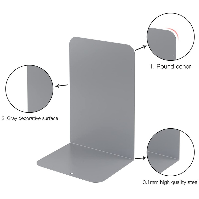 MSDADA Metal Bookends, CD Book Stand for Children, Decorative Bookend