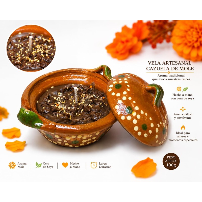 Paquete para altar de muertos 6 velas artesanales cempasuchil, arriz