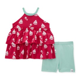Burt's Bees Baby Baby Girl's Top and Pant Set, Tunic and Leggings Bundle, 100% Organic Cotton, Sail Away with Me, 6-9 Months