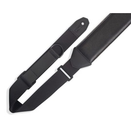 Levy's Leathers Correa de guitarra de altura derecha con tecnología RipChord de ajuste rápido y respaldo de gamuza; piel acolchado de 2.5 pulgadas de ancho, negro (MRHGS-BLK)