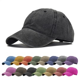 Penguinfly Hat, Cap, Men's, Women's, Shallow, Plain, Simple, Cotton, Cotton, Washed, Vintage Style, Black