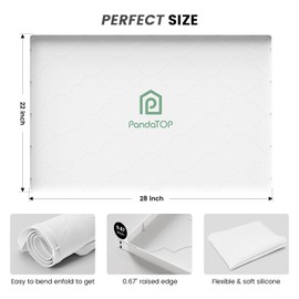 Under Sink Mat, 28" x 22" Silicone Kitchen Cabinet Tray, Waterproof & Flexible Under Sink Liner for Kitchen Bathroom and Laundry Room(White)