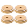 4 Pack 86mm Wide Mouth Bamboo Mason Jar Lids with
