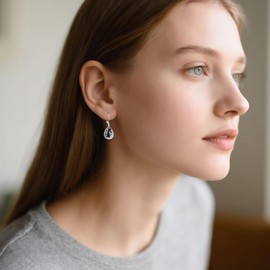 AXOMY Black Onyx Earrings 925 Sterling Silver Black Onyx Rose Dangle Leverback Earrings Filigree Jewelry Gifts for Women Mother Friends