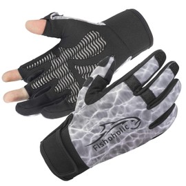 Fishoholic Cold Weather Fishing Gloves w' Super Grip for Men and Women Winter Kayaking Paddling Biking Hiking Rowing or Taking Photos (R) Fishaholic (cw-Glv-Gry-L)