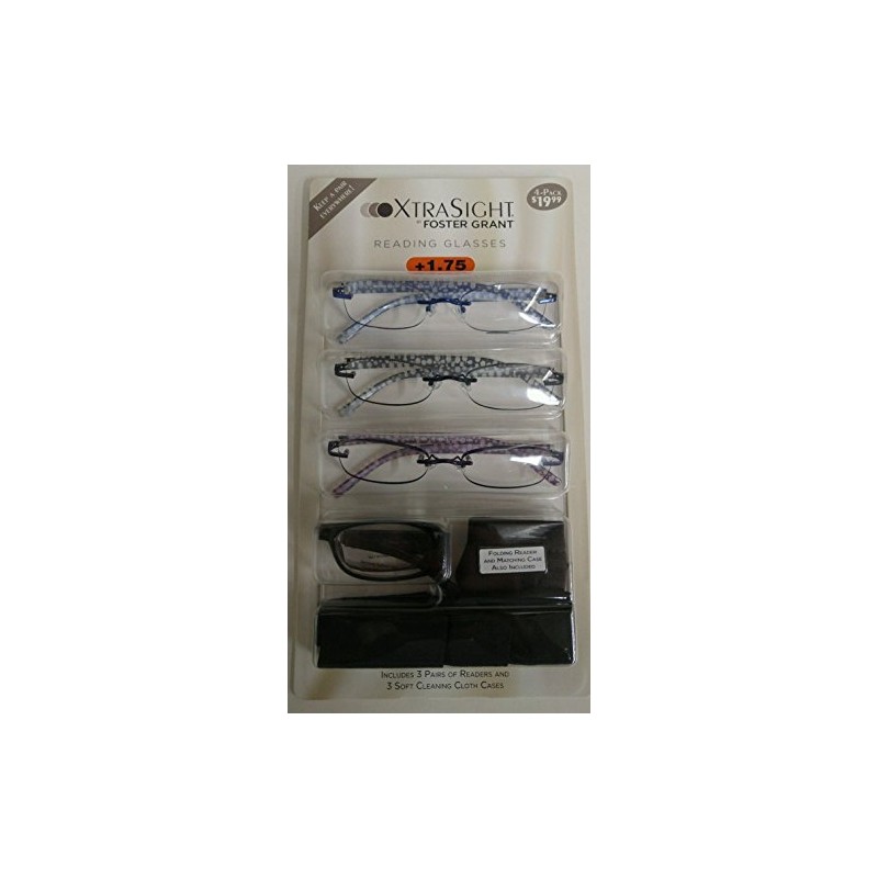4 Pack FOSTER GRANT Tamara READING GLASSES +1.75 With 3