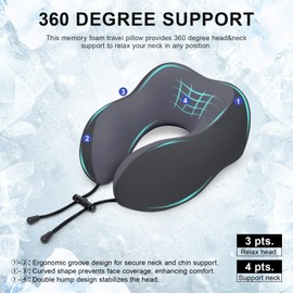 urnexttour Travel Pillow for Airplane Memory Foam Neck Pillow, Soft & Support Travel Pillow with Storage Bag for Travelling, Sleeping Rest, Car, Train and Home Use (Black)