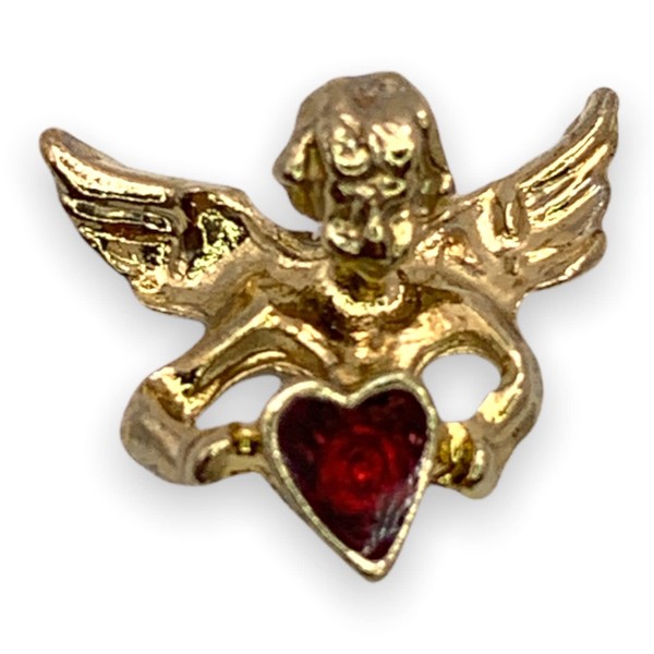 Guardian Angel Holding Red Heart Enamel Lapel Pin by StockPins