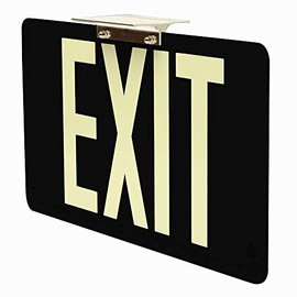 Glow-in-The-Dark Exit Sign Black - UL924 Listed - Double-Sided - Suspended Ceiling T-Bar Mount