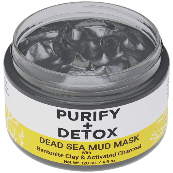 Doppeltree Dead Sea Mud Mask with Bentonite Clay and Activated Charcoal - NO DRYING Facial Mask to Minimize Pore, Clear Blackheads- Great for Armpit Detox too - Formulated in San Francisco