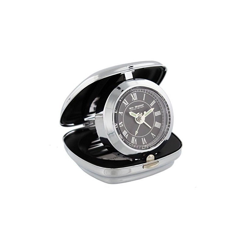 Wm Widdop Chrome Fold up Travel cushion shape Alarm Black