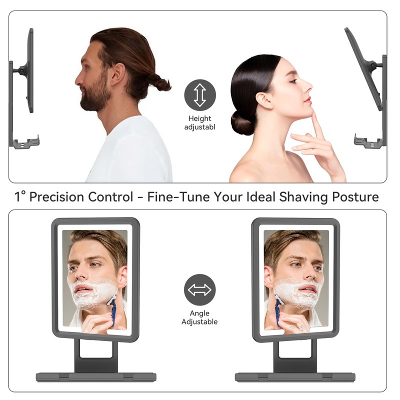 GURUN Heated Shower Mirror Fogless for Shaving, 360° Adjustable Shaving