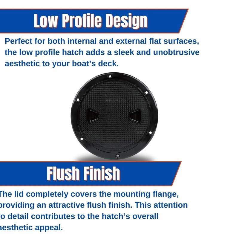 SEAFLO 4" - 8" Black Circular Non Slip Inspection Hatch