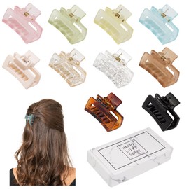 Pinzas de pelo pequeñas para mujeres y niñas, pinzas de pelo pequeñas para cabello fino y grueso medio, pinzas de mandíbula para el pelo de 1.5 pulgadas, clip rectangular mate antideslizante con caja de regalo (serie de colores mate + brillante)