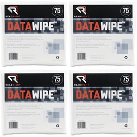 Read Right DataWipe Cleaning Pads, 6 x 6 Inch, 75 Wipes per Bag (RR1250), 4 Packs