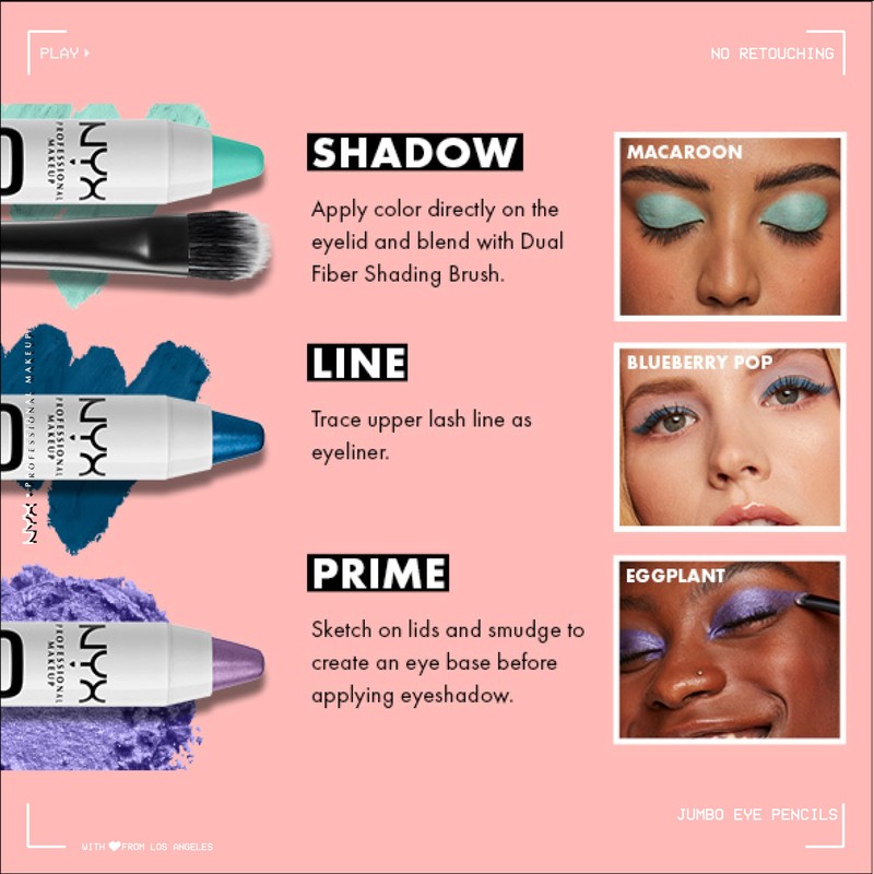 NYX PROFESSIONAL MAKEUP Jumbo Eye Pencil, Blendable Eyeshadow Stick &