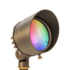 VOLT 12V Color Changing RGBW Integrated LED Brass Spotlight (Bronze) with Remote Control for Low Voltage Landscape Lighting of Yard, Lawn, Garden, Patio, Trees & House