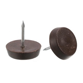 uxcell Nail on Furniture Glides, 25pcs 17.5mm Plastic Furniture Feet Sliders Chair Leg Floor Protectors for Wooden Furniture, Brown