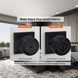 Haidms Haidms 6 Pack Black Door Knobs Interior, Privacy Interior Door Knob for Bedroom or Bathroom, Matte Black Door Knobs