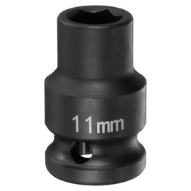 HARFINGTON 6 Point Impact Socket 11mm Metric Socket 1/2" Square Drive 1.5" (38mm) Long Phosphated Cr-Mo Steel Spindle Axle Hex Nut Sockets, Black