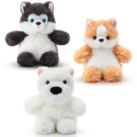 Gejoy 3 Pcs 6 Inch Plush Dog Kitten Stuffed Animals Gifts Soft Plush Pillow Toys Small Fluffy Animals Set for Boys Girls Birthday Pet Party Baby Shower Children's Day Gift, 3 Styles(Dog)
