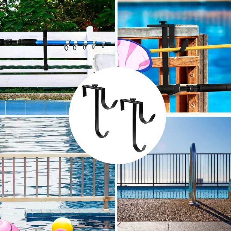 2PCSDouble Pool PoleHooks, Adjustable Thickened Panel Rustproof Pool Fence Hooks