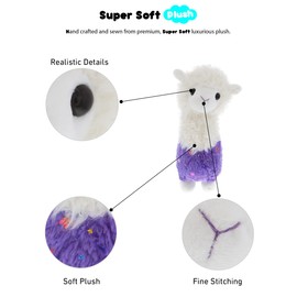 DolliBu Sparkle Purple Llama Stuffed Animal Plush, Kids & Adults Huggable Cuddle Llama Gifts, Cute Stuffed Animals for Toddler & Baby First Teddy Bear 11.5 Inch
