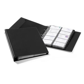 Durable VISIFIX Economy Business Card Album in Black, Ring Binder Folder for Business Cards or CollecTable Cards, Includes A-Z Index for Organising Cards