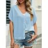 Saodimallsu Womens Summer Oversized Cardigans Batwing Short Sleeve Lightweight Button