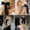 CHANJIF ベロア リボン 黒 ヘアクリップ ロングリボン 蝶結び ベルベット 小顔 かわいい